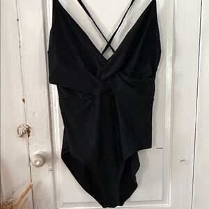 Aerie Black One-Piece Twist Front Swimsuit